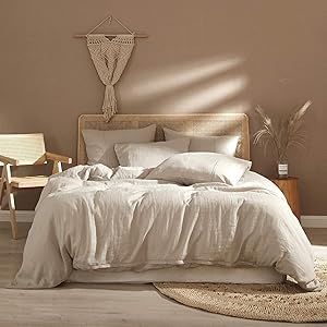 Ivellow Linen Duvet Cover King Set 100% Washed French Flax Linen Duvet Covers Bedding Sets Soft Brea | Amazon (US)