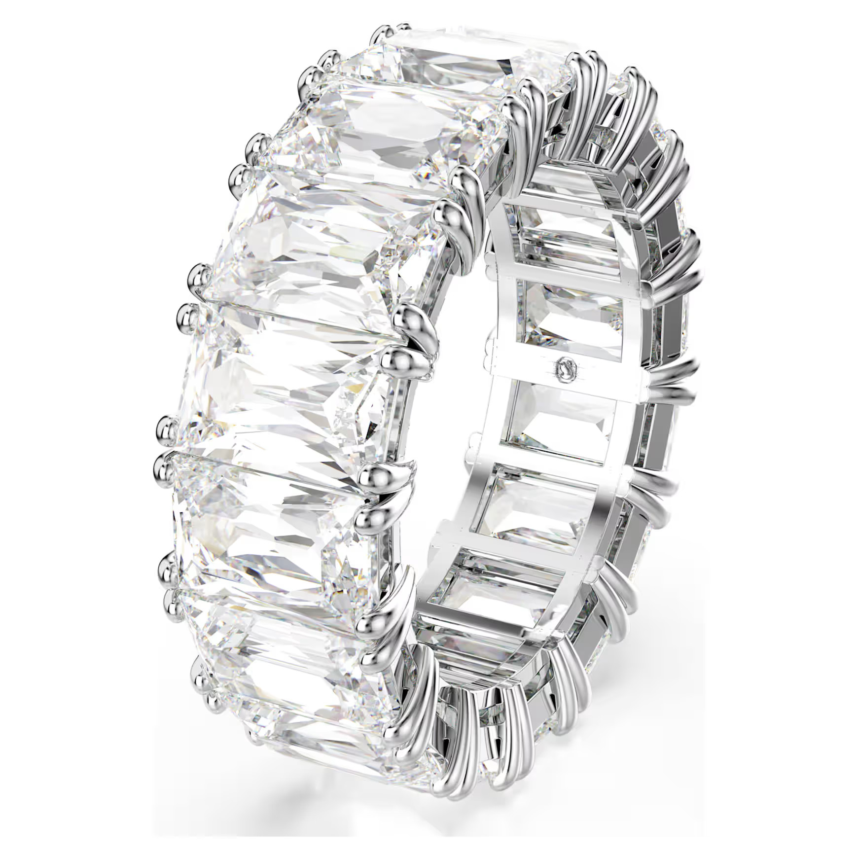 Matrix Vittore ring, Baguette cut, White, Rhodium plated by SWAROVSKI | SWAROVSKI