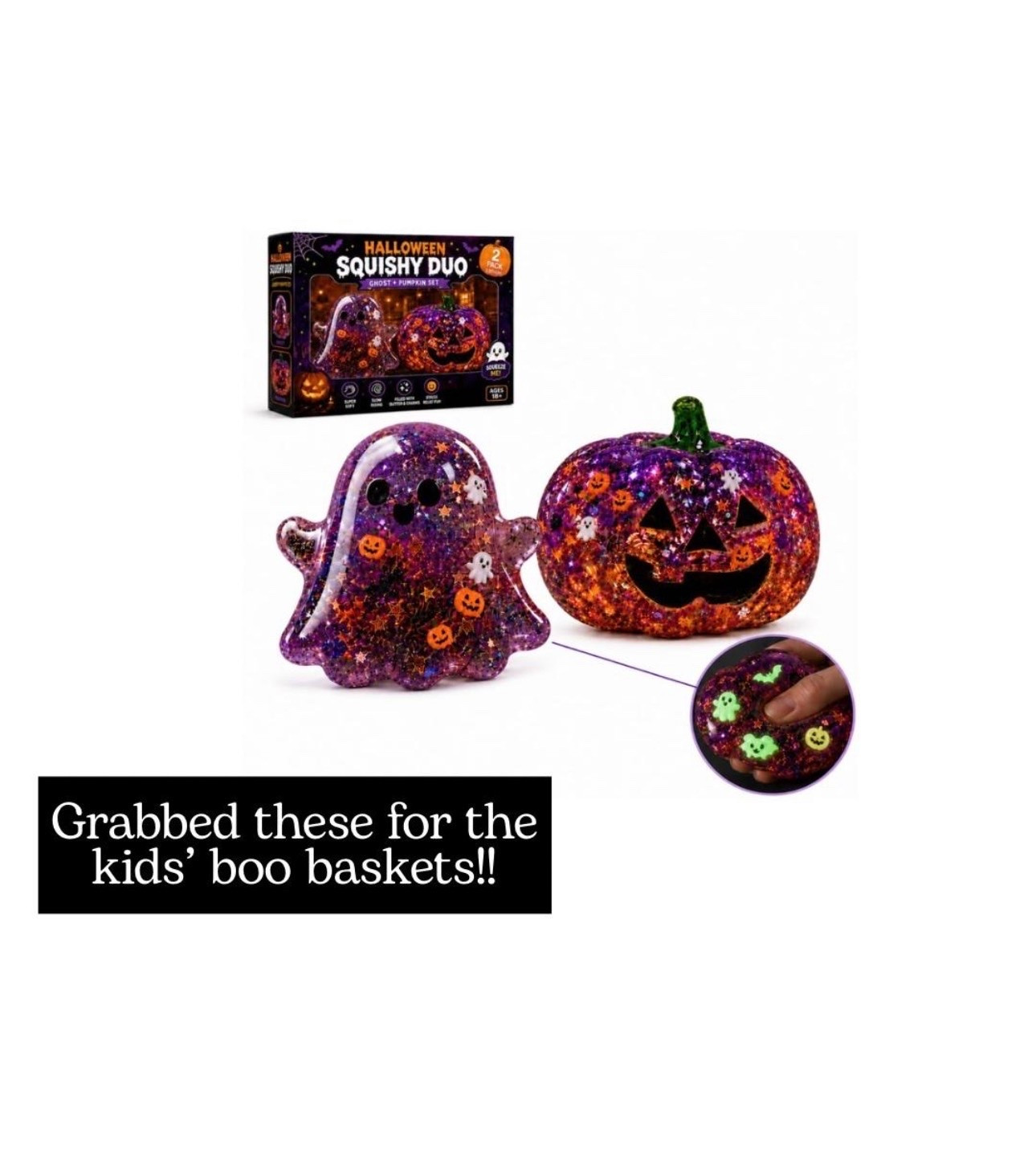 Kids boo basket squishy