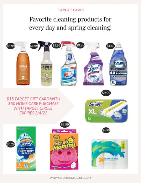 Time for spring cleaning! Stock up on favorite cleaning products at Target. Bonus if you use Target Circle and purchase $50 of household essentials you get a $15 gift card! Offer expires 3/4/23.

#LTKhome #LTKSeasonal #LTKsalealert