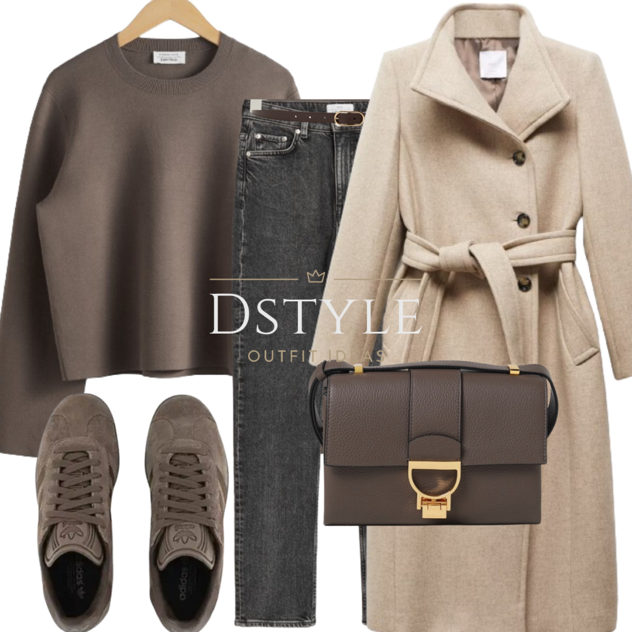 Cozy chic with a twist: Wide-sleeve mole sweater, dark grey jeans, belted beige woolen coat, brown Adidas Gazelle, and a matching bag. 🍂👜 #FallFashion #CasualChic

#LTKshoecrush #LTKMostLoved #LTKstyletip