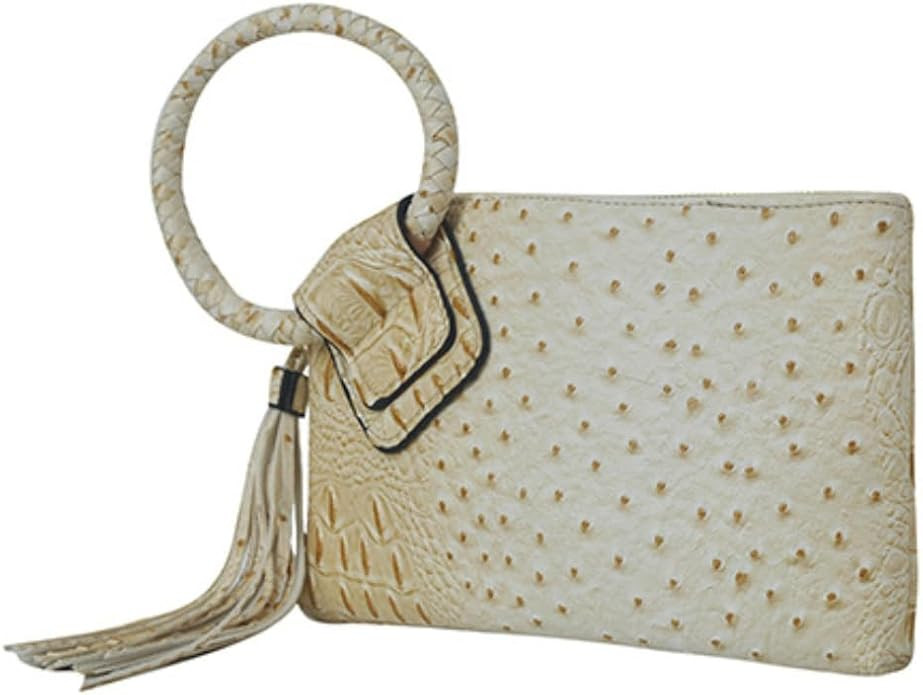 NGIL Women's Faux Leather Mini Wristlet Purse With Fringe Tassel, Wristlet Wallet Women's Handbag | Amazon (US)