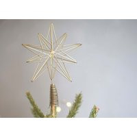 Christmas Geometric Star Treetop Tree Decoration, Festive Ornaments, Boho Rustic Gold Star Wire Antique Tree Topper | Etsy (US)