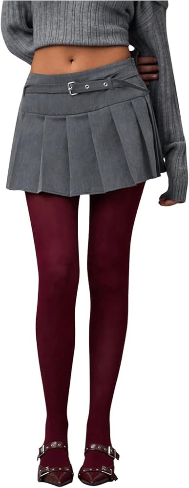 Floerns Women's Pleated Hem Low Waisted Mini Skirt A Line Preppy Belted Skirts | Amazon (US)