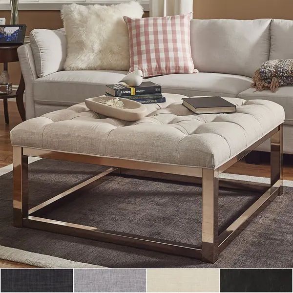 Solene Square Champagne Gold Ottoman Coffee Table by iNSPIRE Q Bold - On Sale - Overstock - 13470... | Bed Bath & Beyond