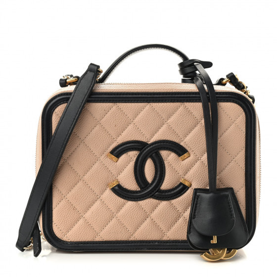 CHANEL

Caviar Quilted Medium CC Filigree Vanity Case Beige Black | Fashionphile