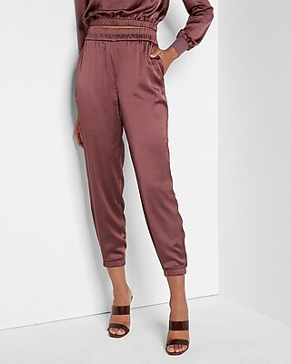 Super High Waisted Satin Joggers | Express