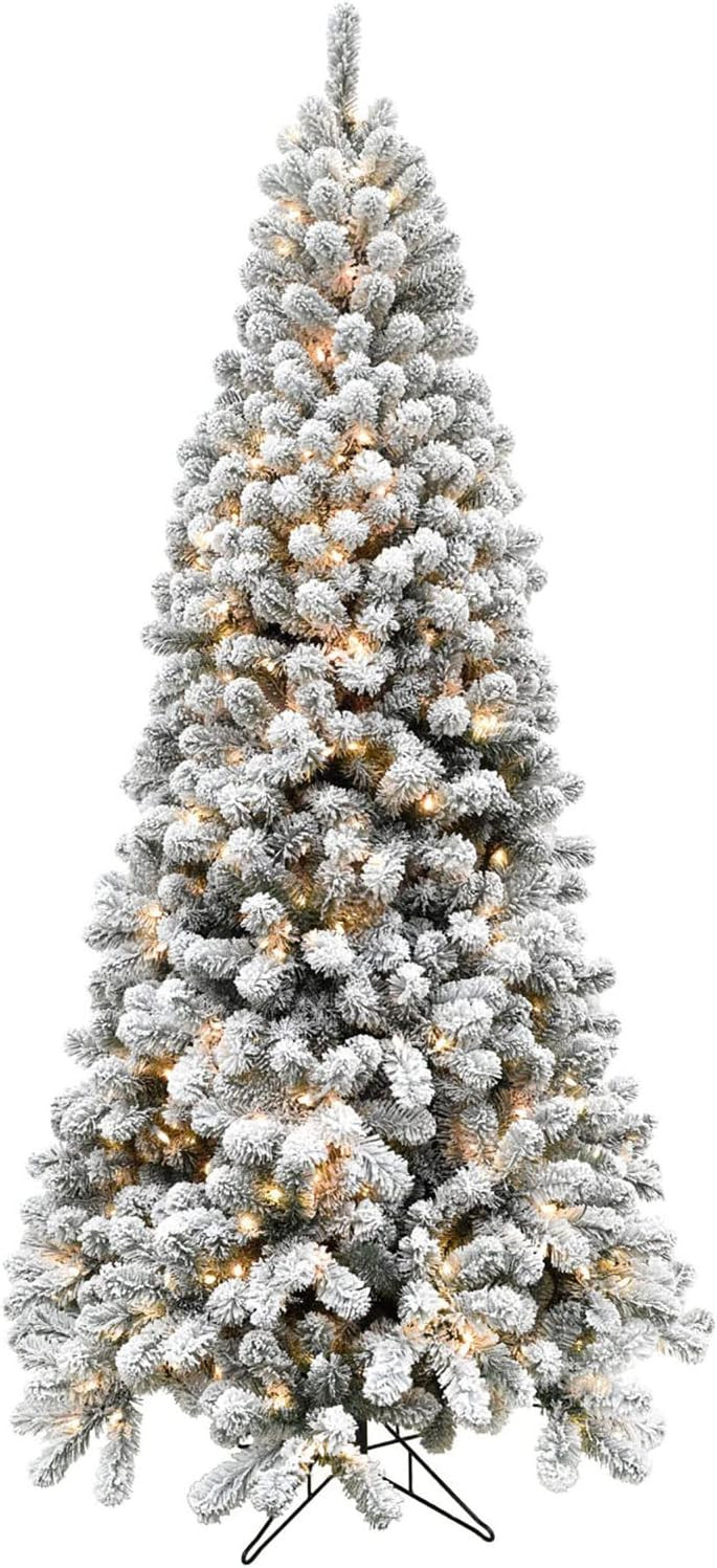 Fraser Hill Farm 6.5-Ft. Silverton Fir Flocked Christmas Tree, Artificial Snowy Tree with Easy to... | Amazon (US)