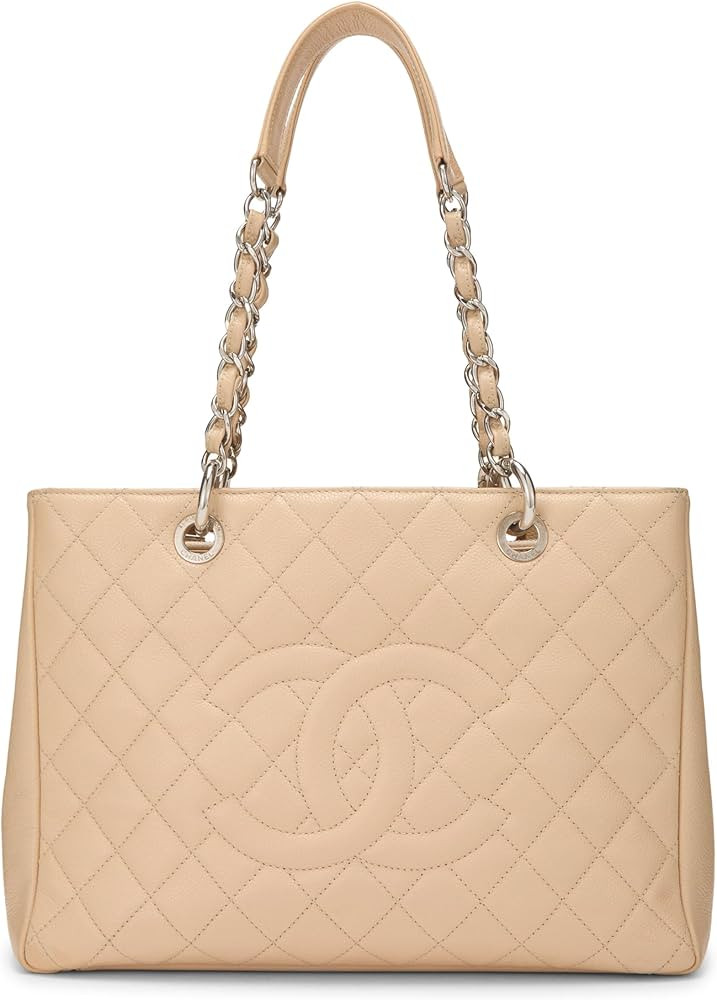 Amazon.com: Chanel, Pre-Loved Beige Quilted Caviar Grand Shopping Tote (GST), Beige : Luxury Stor... | Amazon (US)