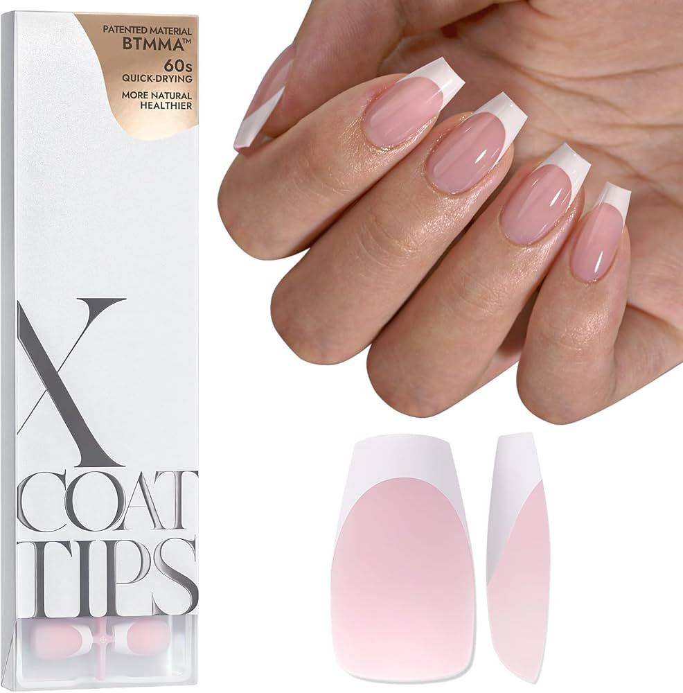 BTArtboxnails French Gel Nail Tips - French Tip Press on Nails Pink Short Coffin XCOATTIPS Pre-ap... | Amazon (US)