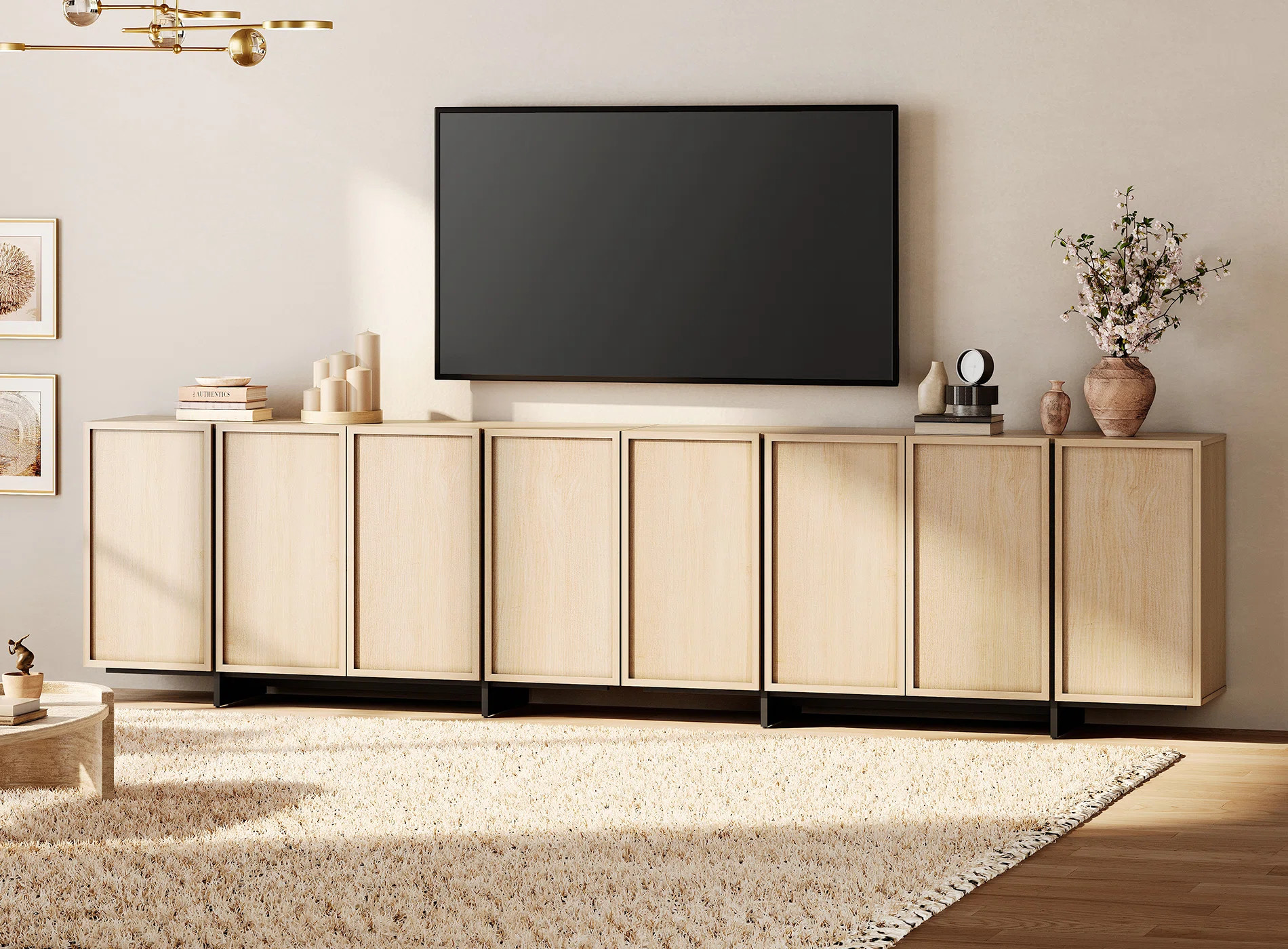 Maisonet Modern TV Stand For Tvs Up To 110", Wooden Entertainment Center TV Console With 8 Door C... | Wayfair North America