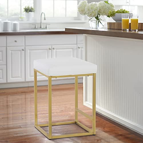 MAISON ARTS White Counter Height 24" Bar Stool for Kitchen Counter Modern Gold Barstool Upholster... | Amazon (US)