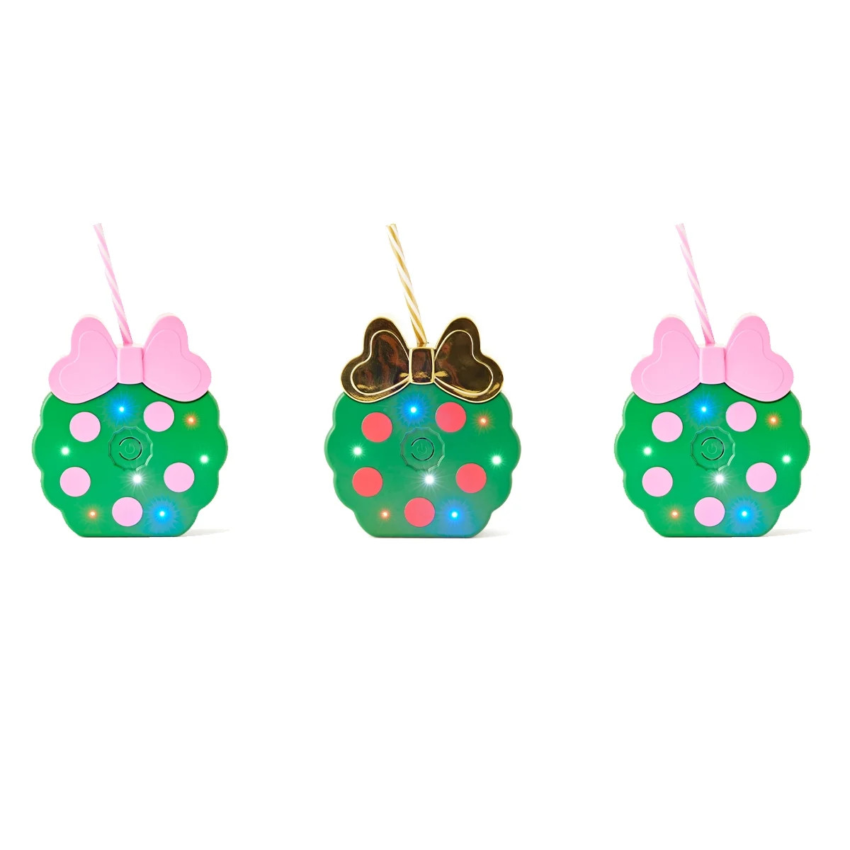 3-Pack Pink and Gold Holiday Wreath Shaped Tumblers with Battery Powered Lights, Packed Party, 16... | Walmart (US)