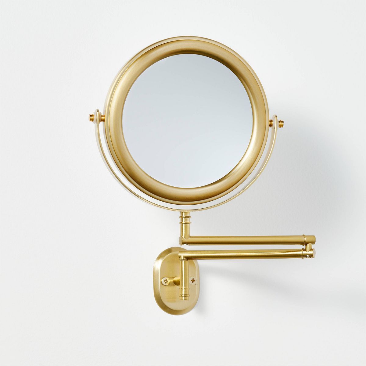 Wall-Mounted Brass Magnifying Swivel Mirror Antique Finish - Hearth & Hand™ with Magnolia | Target