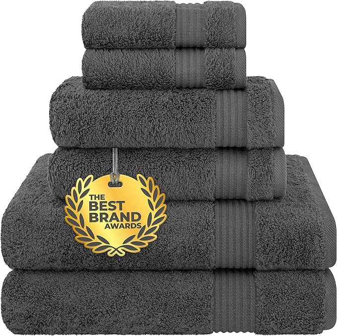 Cotton Paradise 6 Piece Towel Set, 100% Turkish Cotton Soft Absorbent Towels for Bathroom, 2 Bath... | Amazon (US)