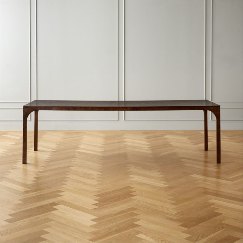 Aqua Virgo Rectangular Dark Burl Wood Dining Table 100" + Reviews | CB2 | CB2