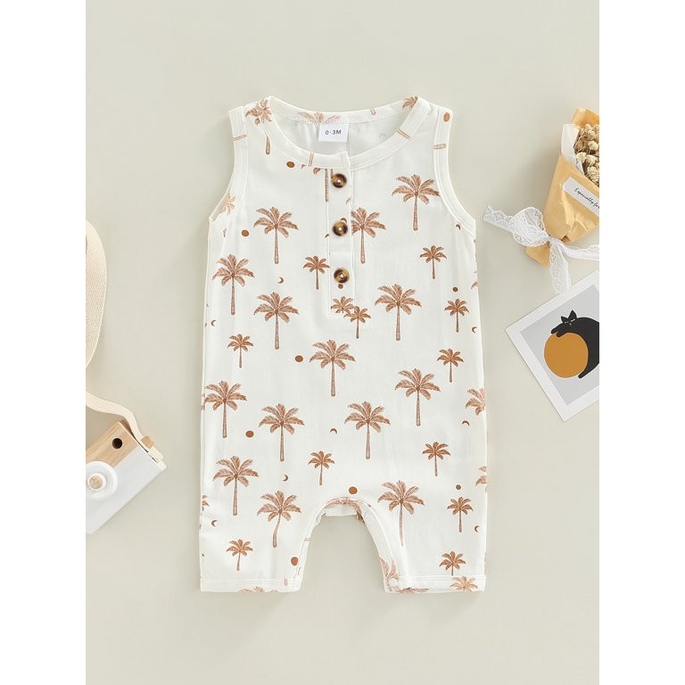 Newborn Baby Boys Girls Cotton Romper Sleeveless Hawaiian Pattern Print Jumpsuit Shorts Infant Su... | Walmart (US)