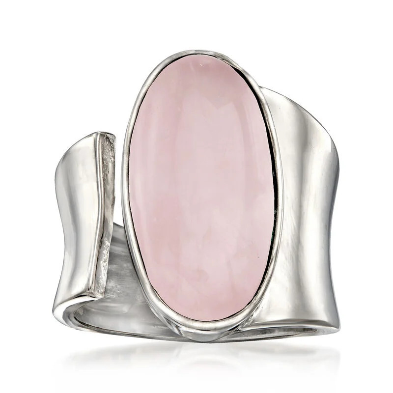 16.00 Carat Rose Quartz Wrap Ring in Sterling Silver. Size 9 | Ross-Simons