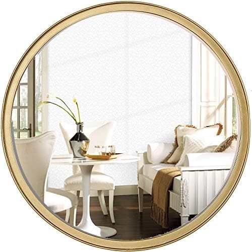 Round Gold Wall Mirror 18 Inch for Bathroom Entry Dining Room Living Room Wall Decor(Large) | Amazon (US)