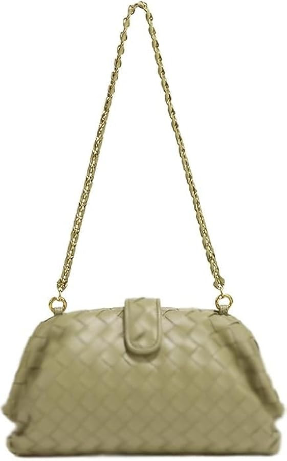 Woven Clutch Purse Shoulder Bag for Women Soft Tote Bag Shell Handbag Crossbody Bags Vegan Leathe... | Amazon (US)