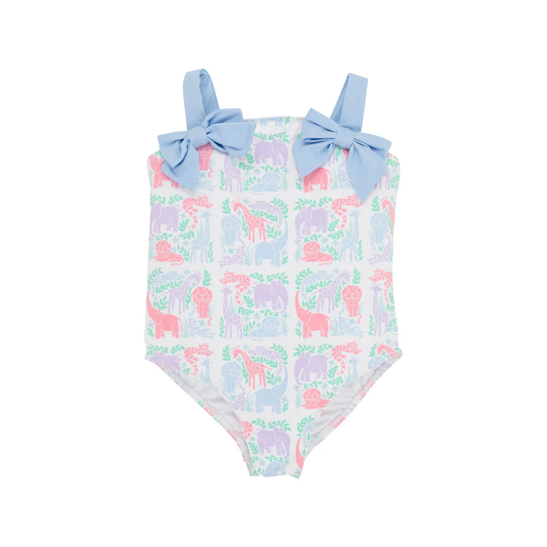 Shannon Bow Bathing Suit - Two By Two Hurrah Hurrah with Beale Street Blue Bows | The Beaufort Bonnet Company