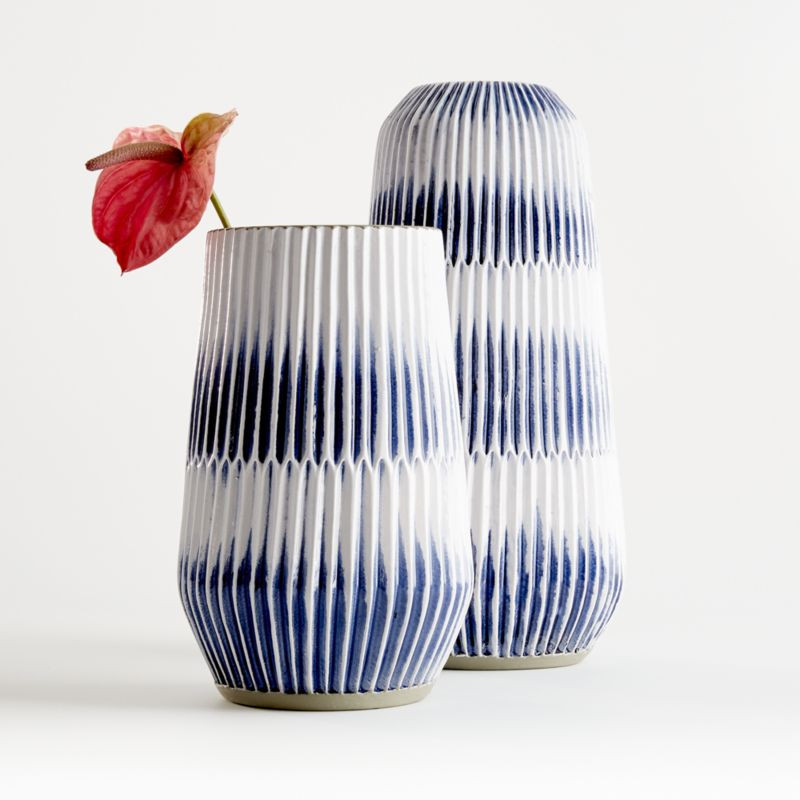 Piega Blue and White Vases | Crate and Barrel | Crate & Barrel