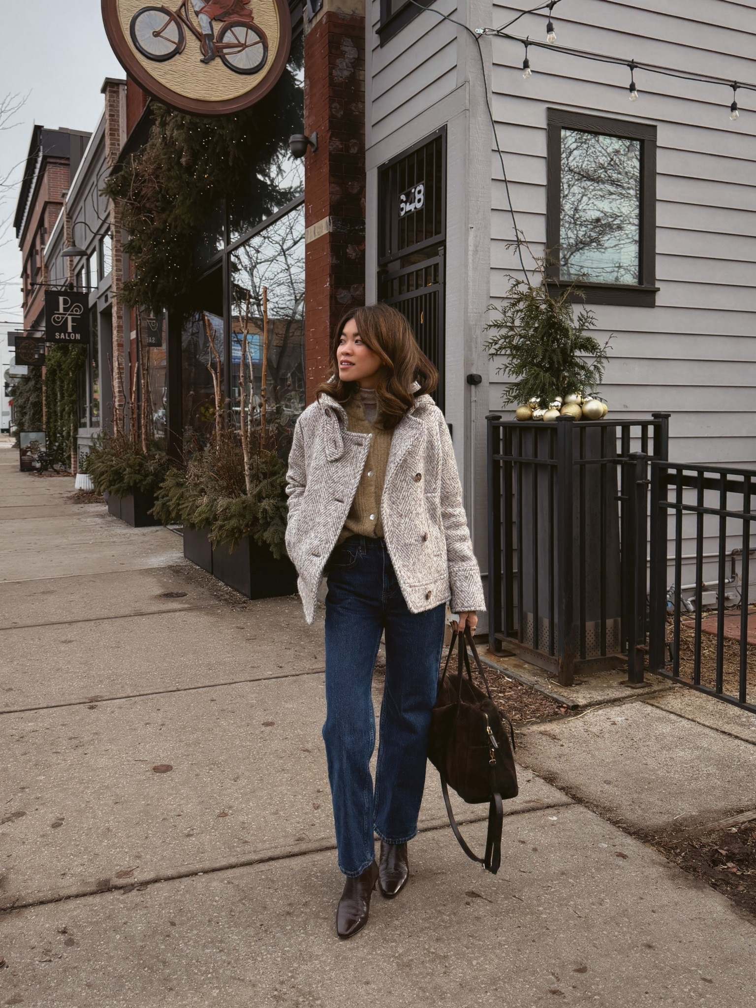 Outfit for lunch!! 

Coat size 2, sweater XS, jeans 23 extra short dark wash, 

Winter outfit, winter coat, winter style, winter fashion, Sézane coat 

#LTKPetite #LTKootd #LTKSeasonal