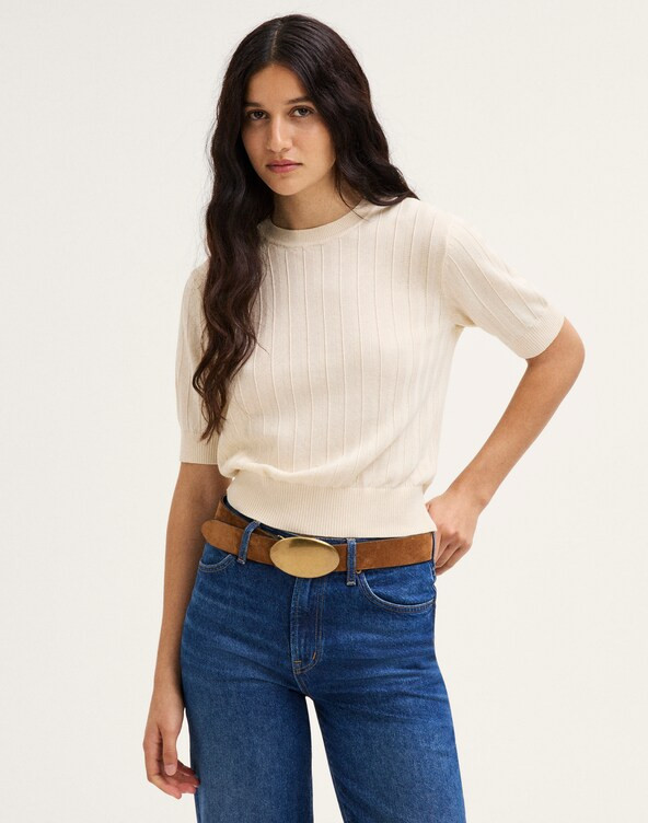 Pointelle-Stitch Crewneck Sweater Tee | Madewell