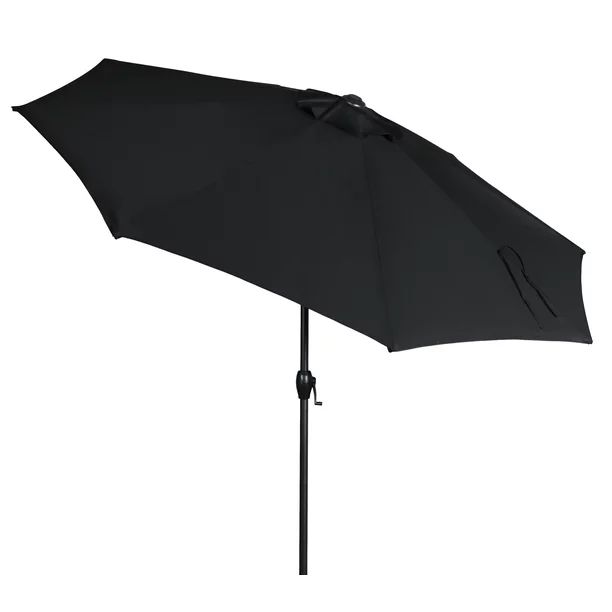 Mainstays 9ft Rich Black Round Outdoor Tilting Market Patio Umbrella with Crank - Walmart.com | Walmart (US)