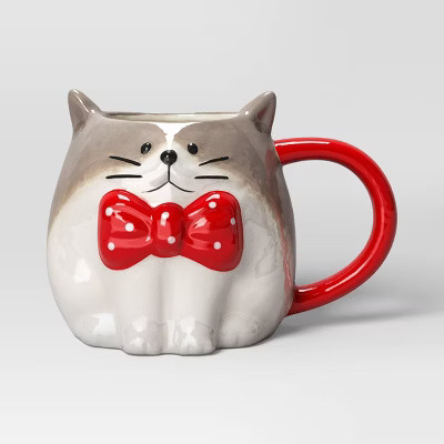 17.9oz Christmas Earthenware Figural Cat Mug - Wondershop™ | Target