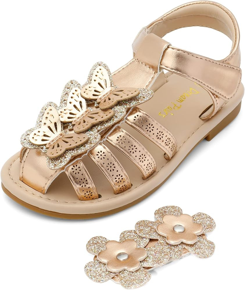 DREAM PAIRS Girls Sandals Closed-Toe Sandals with Interchangeable DIY Flower Dress Summer Shoes T... | Amazon (US)