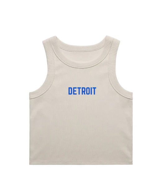 Detroit CROPPED Bone & Blue Tank | Kiloh + Co.