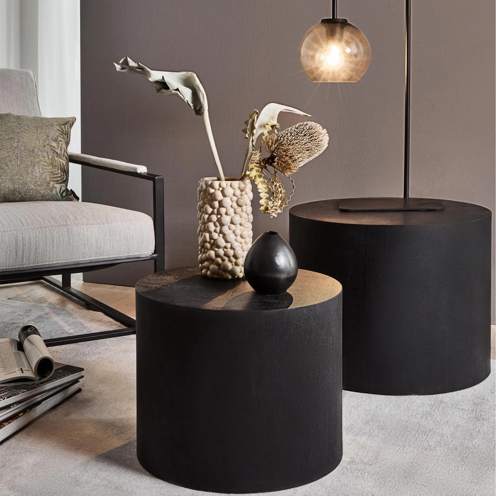 Williamspace Coffee Table Set of 2, Square/Round Wood Modern Rustic Coffe Table for Living Room,F... | Walmart (US)