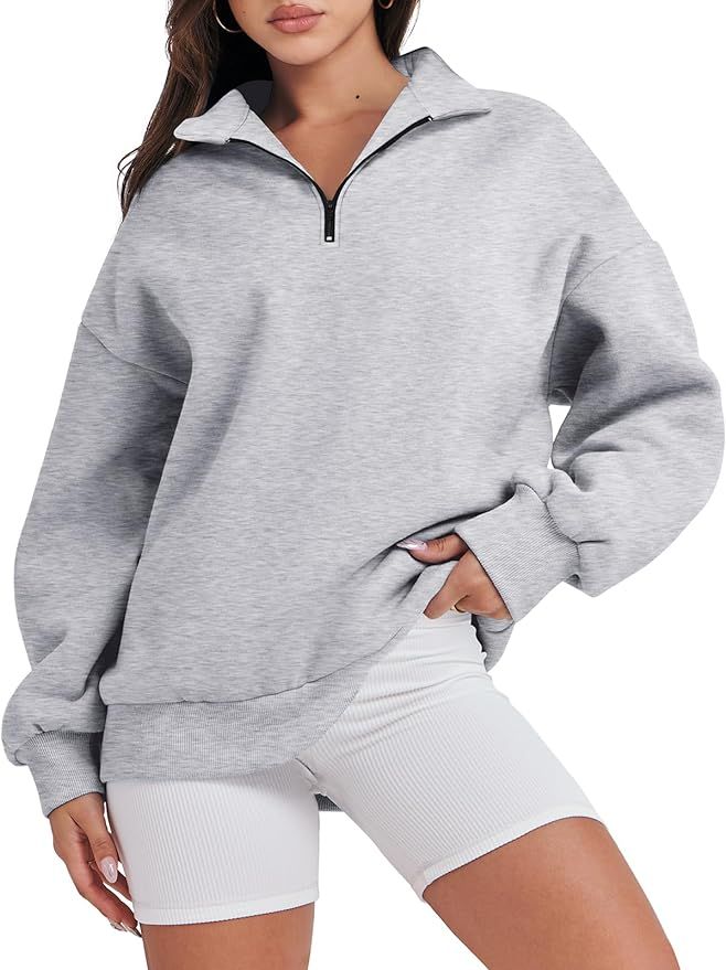 ANRABESS Women Long Sleeve Oversized Half Zip Pullover Sweatshirt Y2K Hoodie Sweater Trendy Fall ... | Amazon (US)