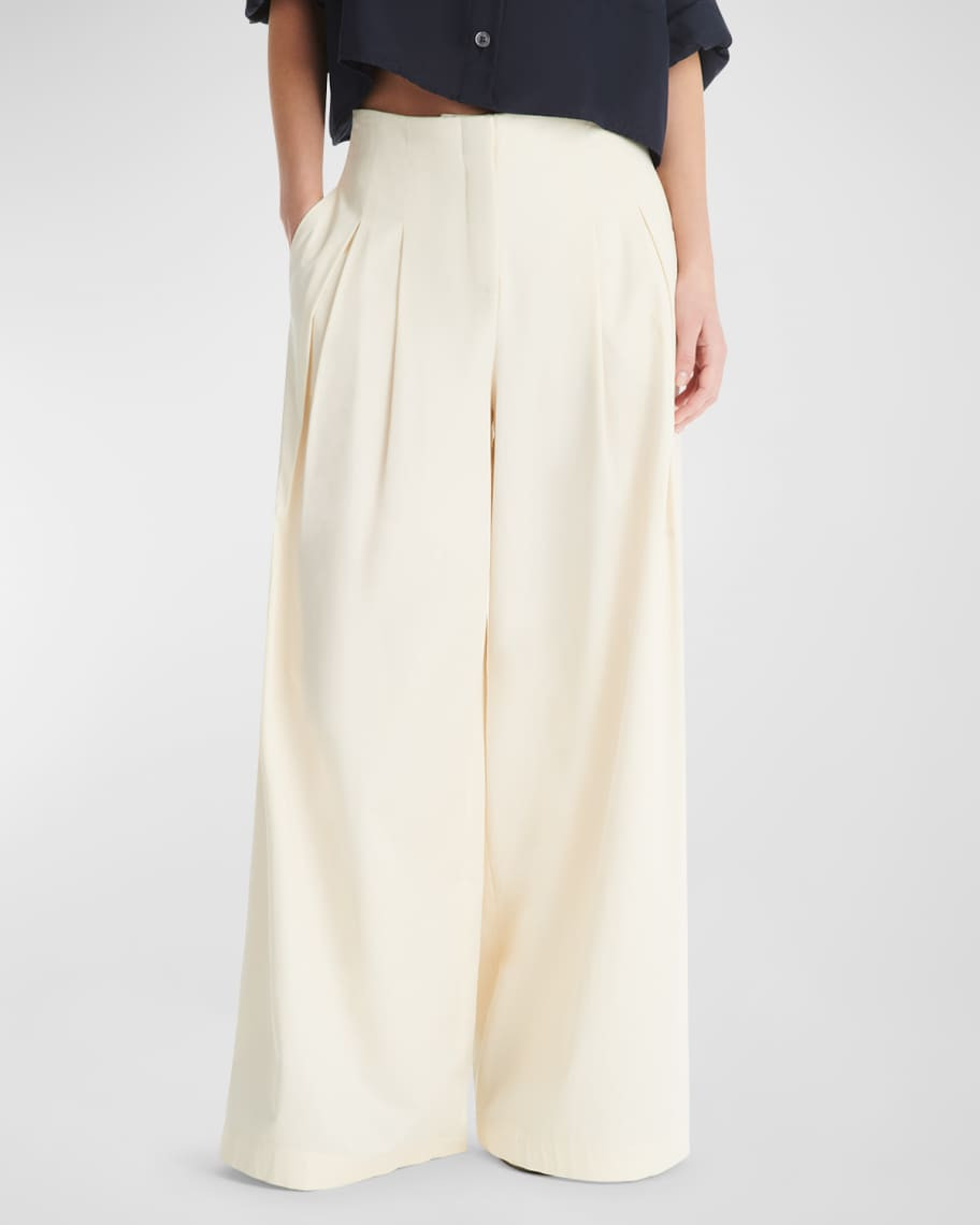 TWP Drew Coated Gabardine-Blend Wide-Leg Pants | Neiman Marcus