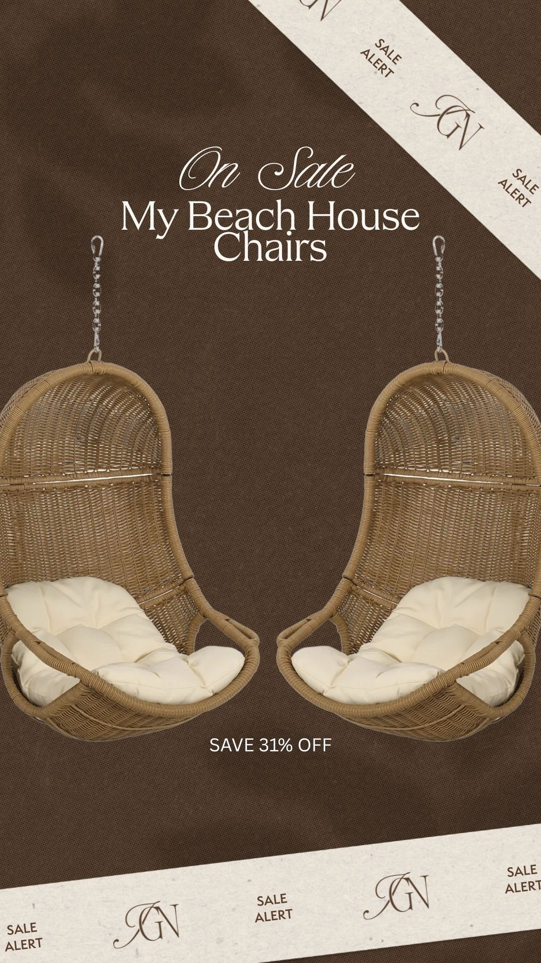 My beach house swings are on sale today! 🥥🤎🌴 these beauties have been hanging on our patio for over a year and exposed to all the salt water and have stayed in perfect condition. They’re beyond comfy (even without the cushions!) 

#patiofurniture #patioswings #patio #outdoorfurniture #outdooroasis #wayfair #outdoordecor

#LTKHome #LTKSaleAlert