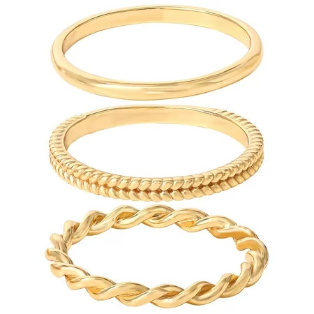 JS Jessica Simpson Women’s 14KT Gold Plated Sterling Silver 3 Piece Ring Set | Walmart (US)