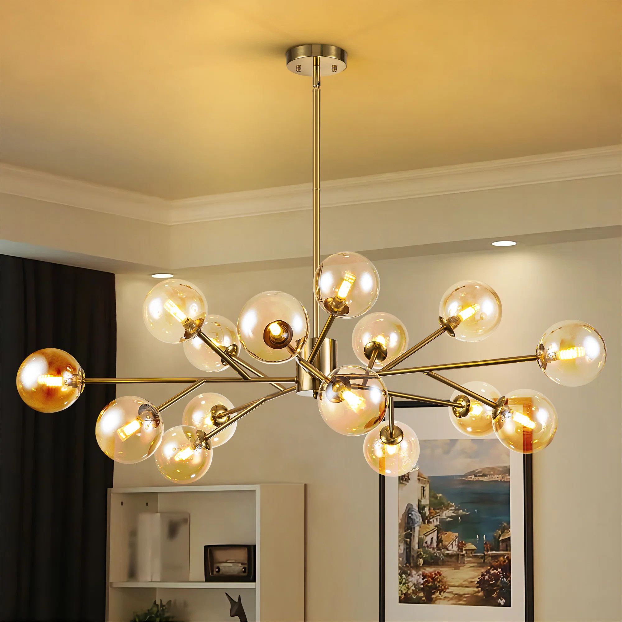 Burness 15 - Light Gold Sputnik Modern Linear Chandelier | Wayfair North America