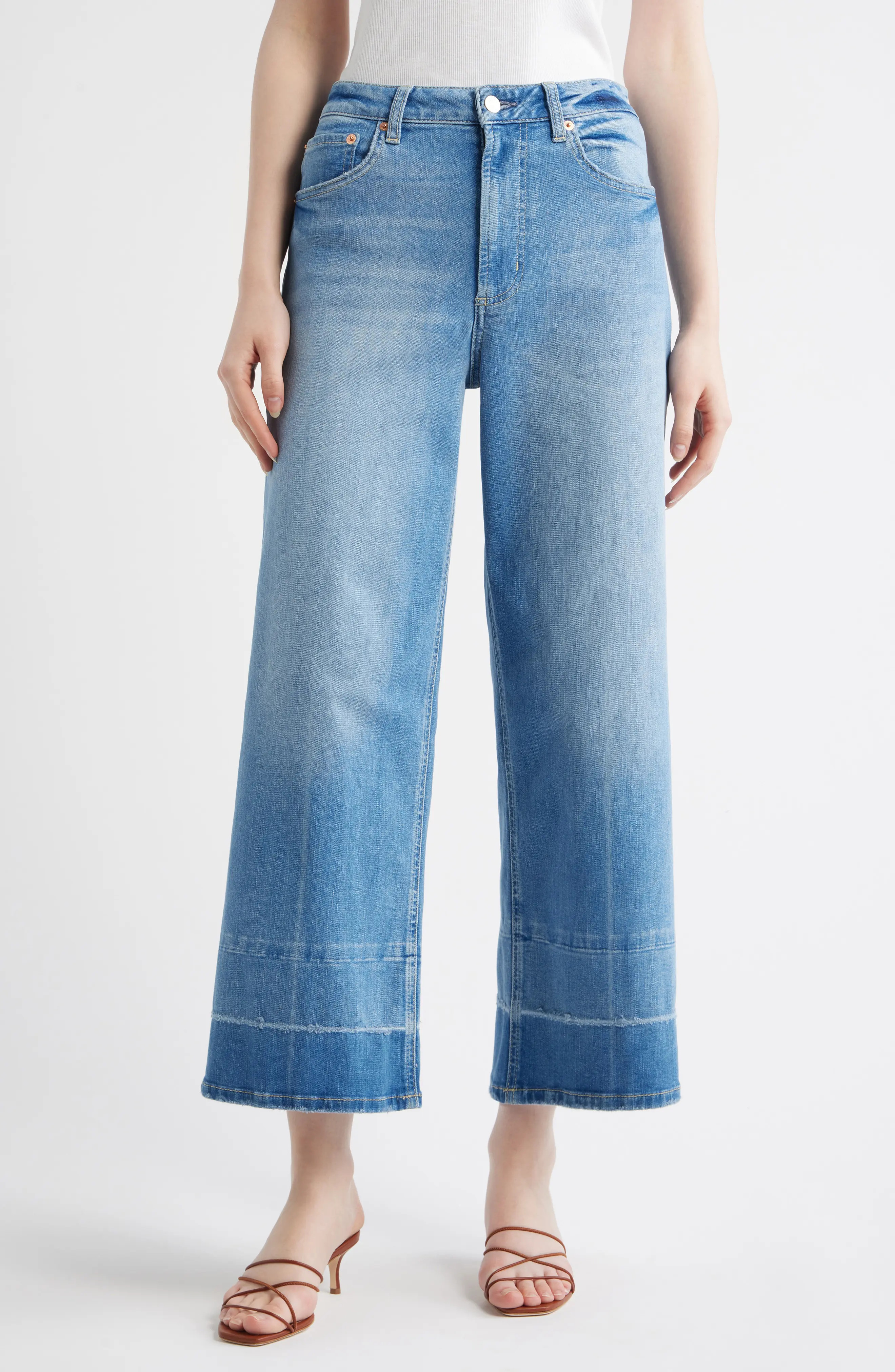 Getty High Waist Crop Wide Leg Jeans (Women) | Nordstrom | Nordstrom