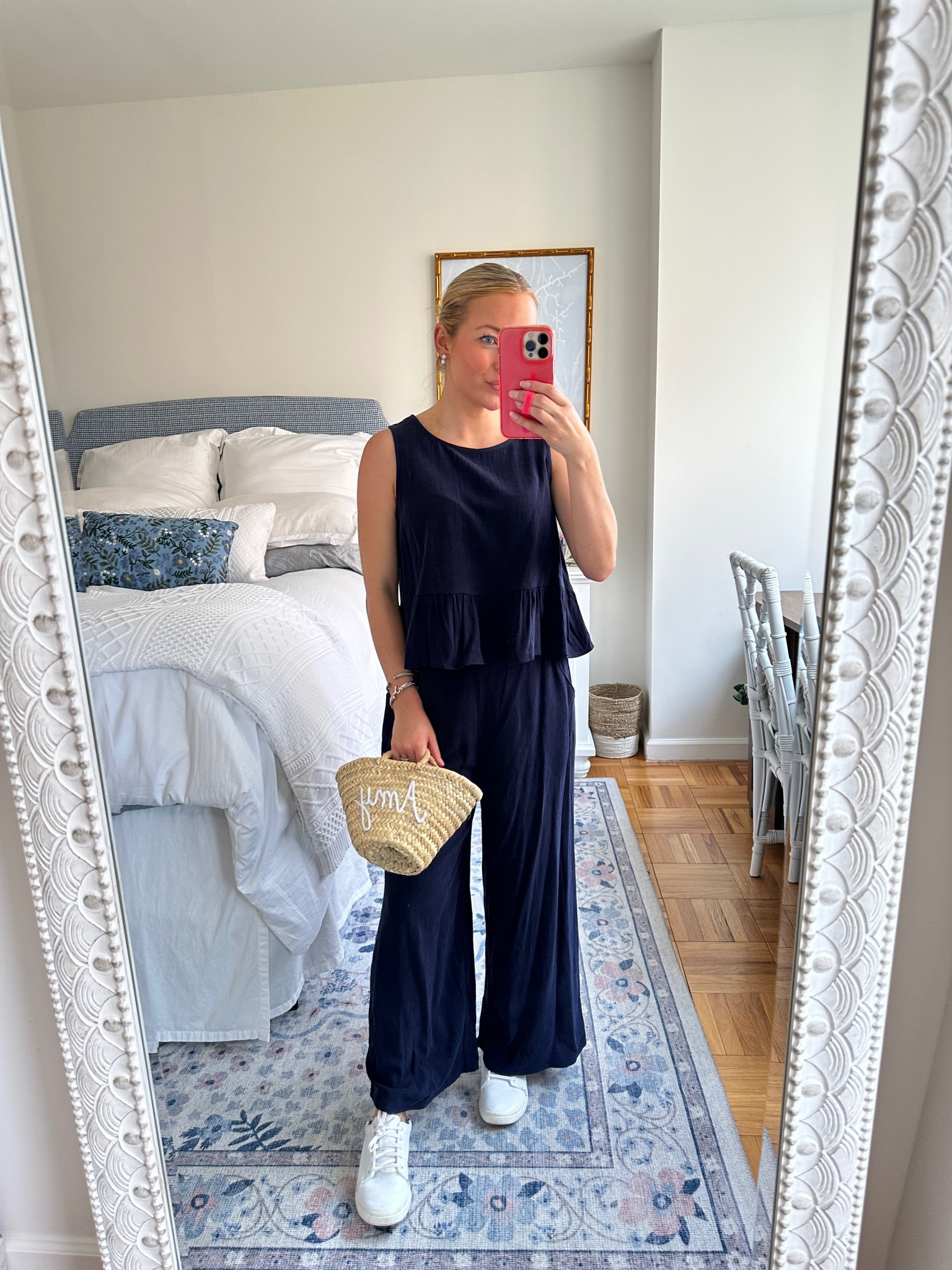 Memorial Day weekend in Maine ❤️🇺🇸🌊 Two piece linen set from Amazon with white sneakers and custom straw bag from Etsy 

#LTKitbag #LTKstyletip #LTKunder50