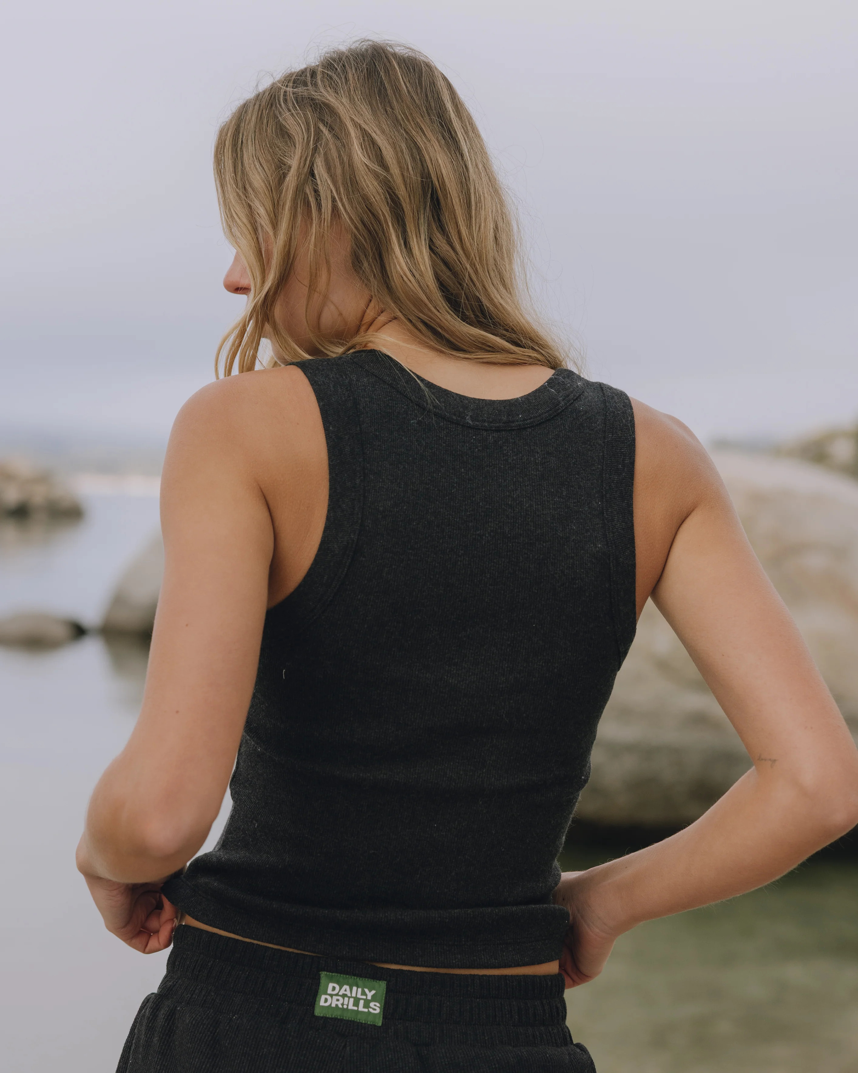Logo Ribbed Tank - Charcoal Grey | Daily Drills LLC