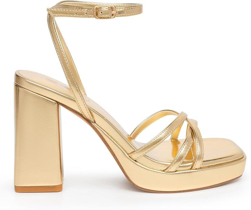 Trary Women's Sandals Platform Heels for Women Chunky Block Low Heel with Lace Up Strappy Square ... | Amazon (US)