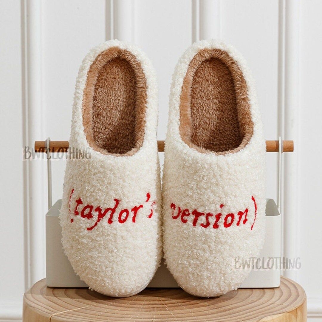 Taylor's Version Slippers, Fluffy Embroidered Slippers, Swiftie Merch Gift, Best Friend Gift, Cut... | Etsy (US)