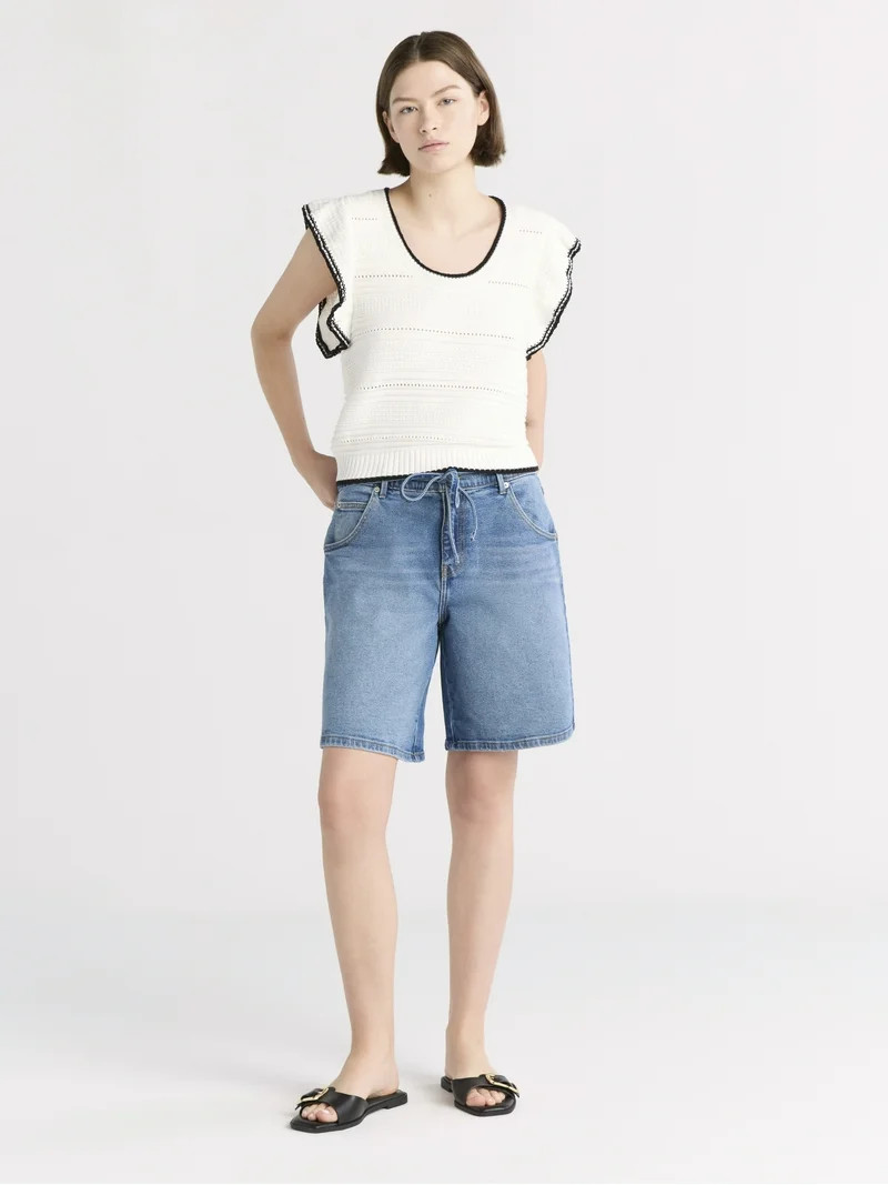 Free Assembly Women's and Women's Plus Bermuda Shorts with Belt, 9" Inseam, Sizes 0-28 | Walmart (US)