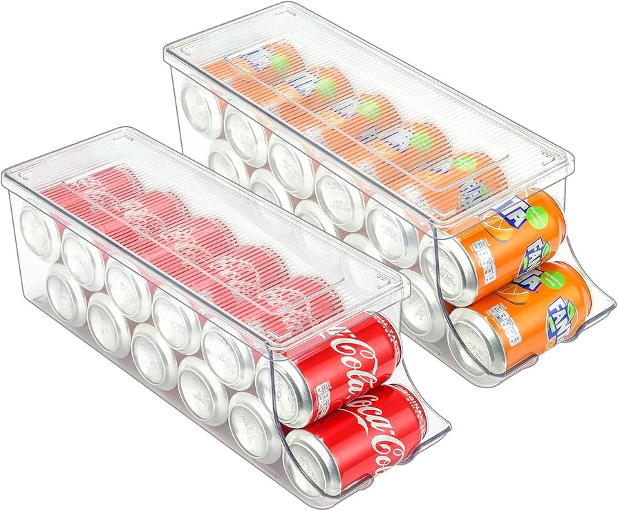 Puricon 2 Pack Soda Can Organizer Dispenser for Refrigerator, Clear Plastic Canned Food Pop Bever... | Amazon (US)