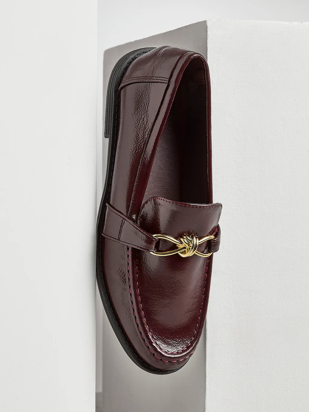 Affluent Burgundy Faux Leather Loafers | Linzi Shoes
