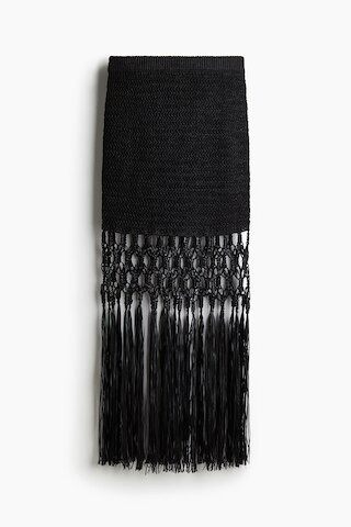 H & M - Fringe Crochet Look Skirt - Black | H&M (AU)