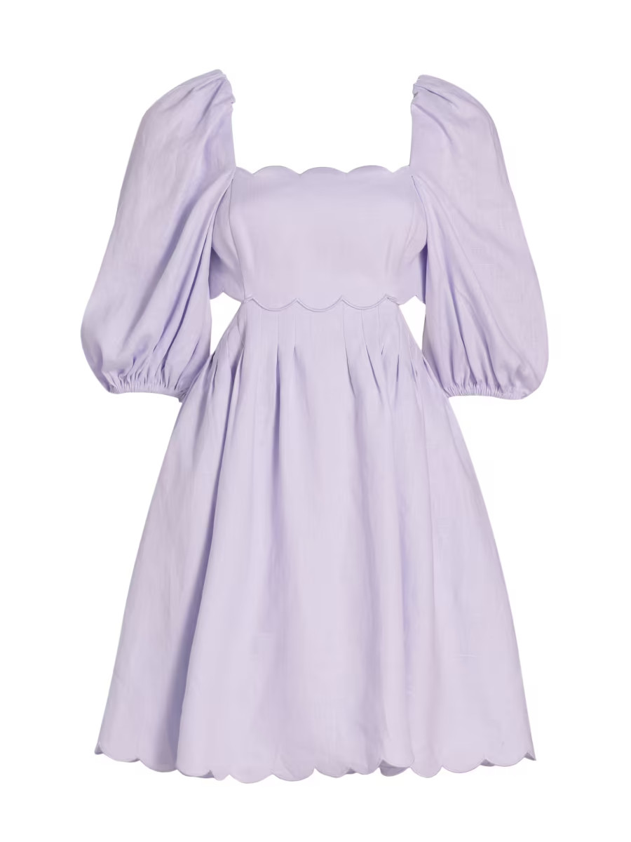 Zimmermann Halliday Linen Scallop Minidress | Saks Fifth Avenue | Saks Fifth Avenue