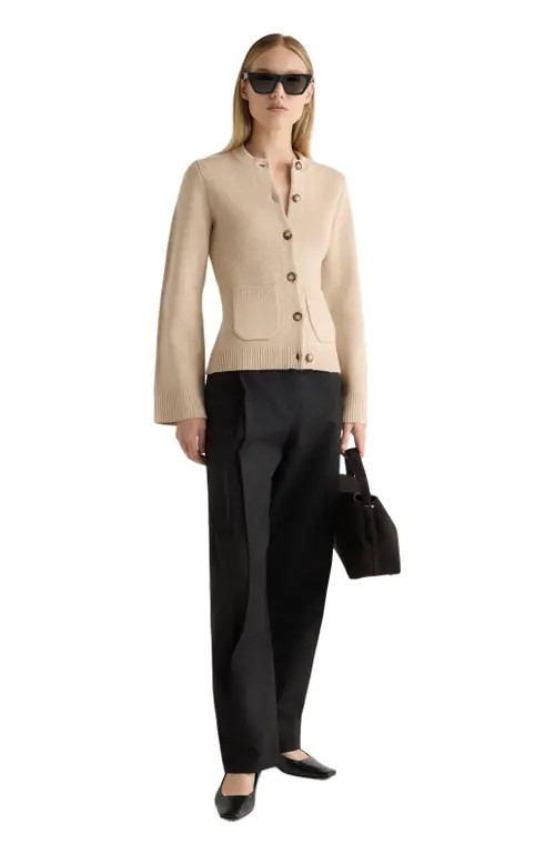 Modern Citizen Eames Cotton Wool Button Cardigan in Black at Nordstrom, Size Medium | Nordstrom