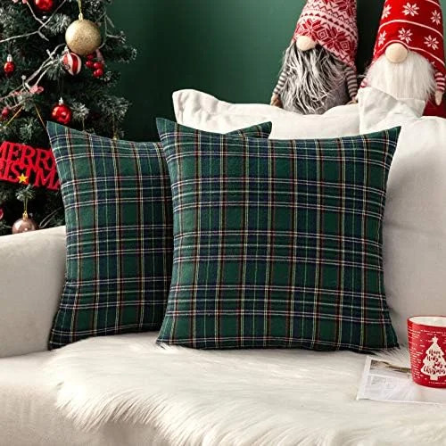 Christmas Set of 2 Scottish Tartan Plaid Throw Pillow Covers Farmhouse Classic Decorative Outdoor... | Walmart (US)
